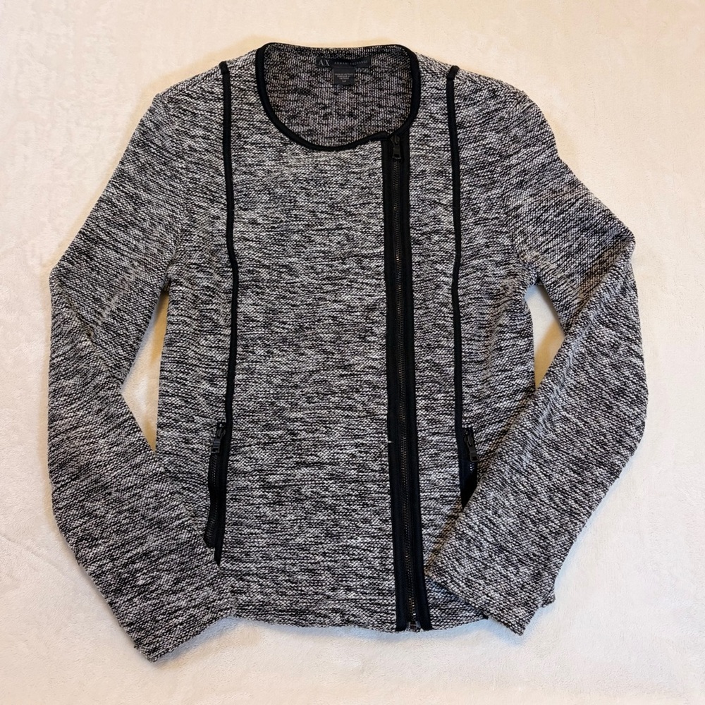 A|X Armani Exchange Black & Heather Gray Knit Zip Sweater / Jacket